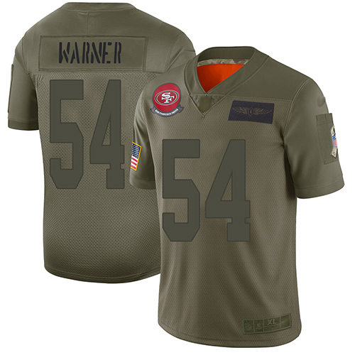 San Francisco 49ers Limited Camo Men #54 Fred Warner Jersey NFL #54 2019 Salute to Service->youth nfl jersey->Youth Jersey